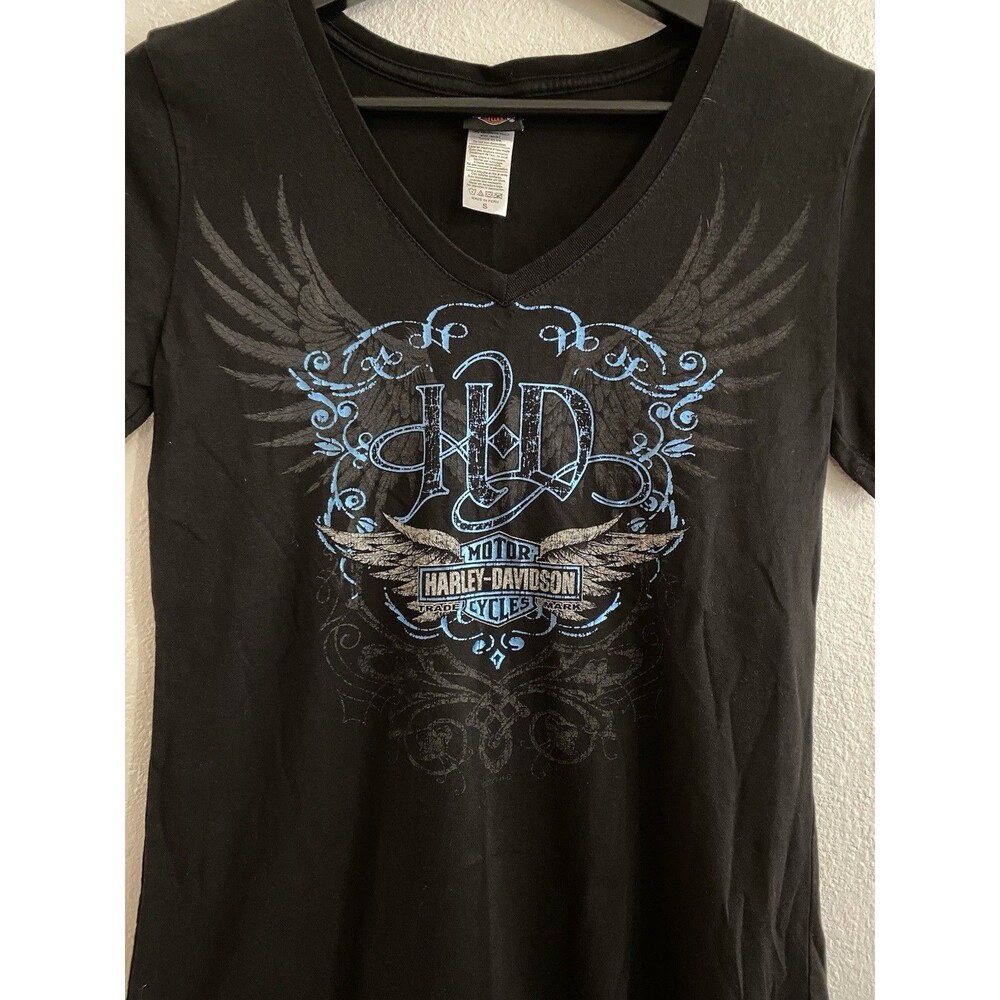 Harley Davidson Women’s V Neck Tshirt S Whiskey Row Prescott AZ Biker Moto G33